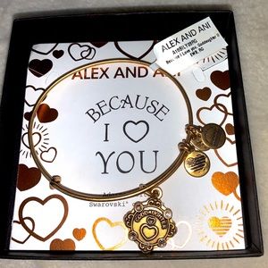 NWT Alex and Ani Gold Because I Love You Bracelet